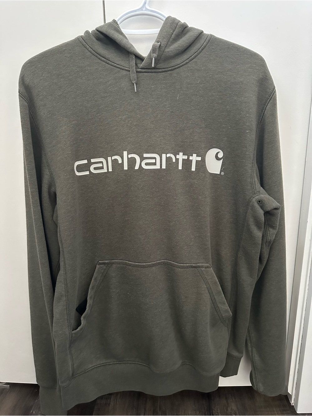 Carhartt Olive Green Logo Pullover Hoodie